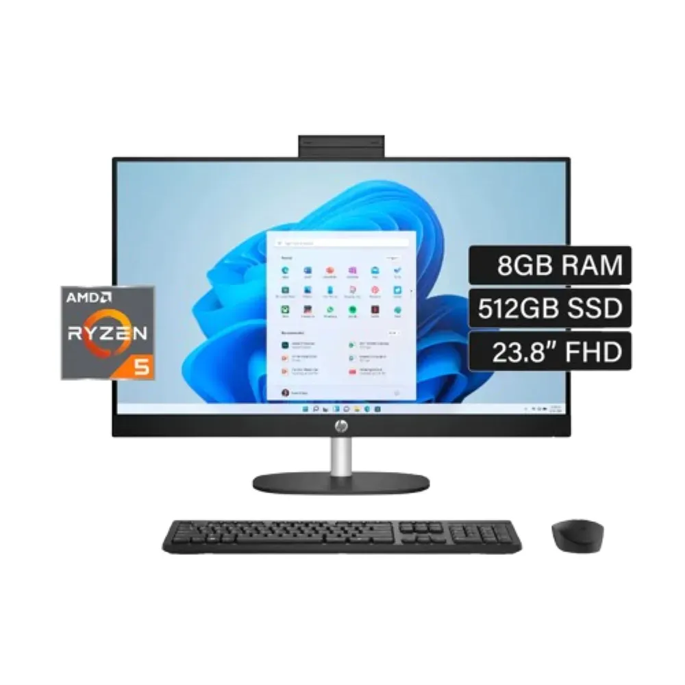 Computador Todo en uno Hp 24CR Ryzen 5 7520U 8 Ram DDr5 512 Ssd 24 Pulgadas Full Hd