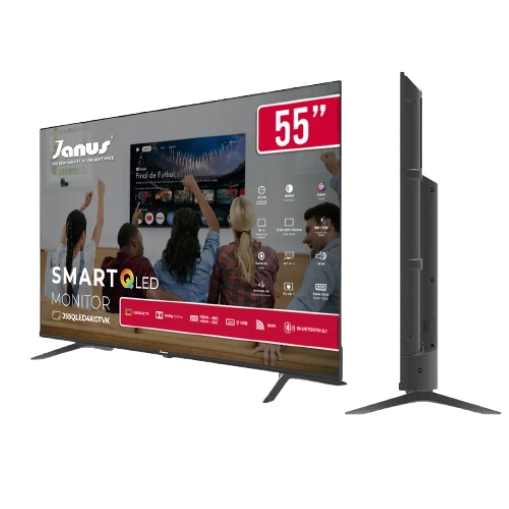 Monitor Janus Qled 55 Pulgadas 4k Google Tv Bluetooth 2 Ram 6.5 Ms