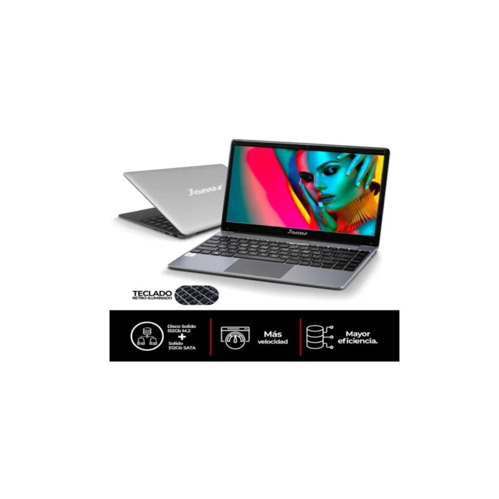 Computador Portátil Janus modelo JI3D14LA Intel core i3-10110U 8 Ram Ddr4 1 Tb Ssd Incluye Audifonos Bluetooth
