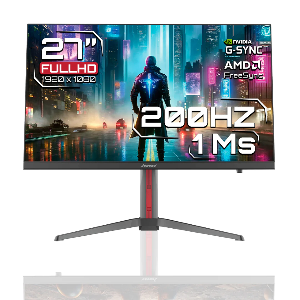 Monitor Janus IPS 27 Pulgadas Full Hd 200 Hz Parlantes incorporados Negro Base Altura Ajustable